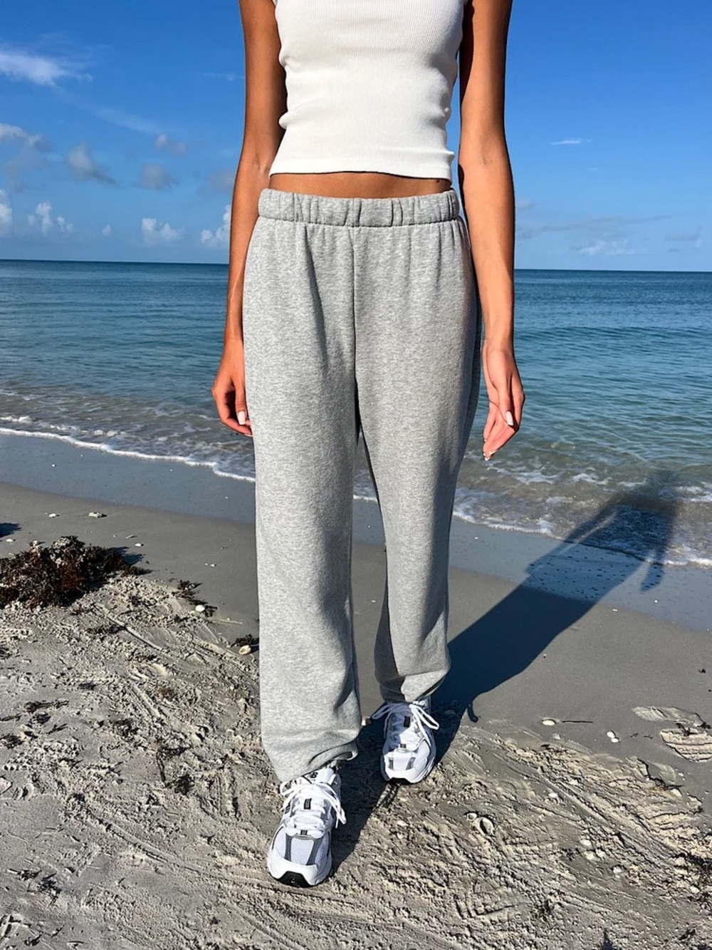 T Brandy Melville Rosa Sweatpants White Heather Cozy Joggers